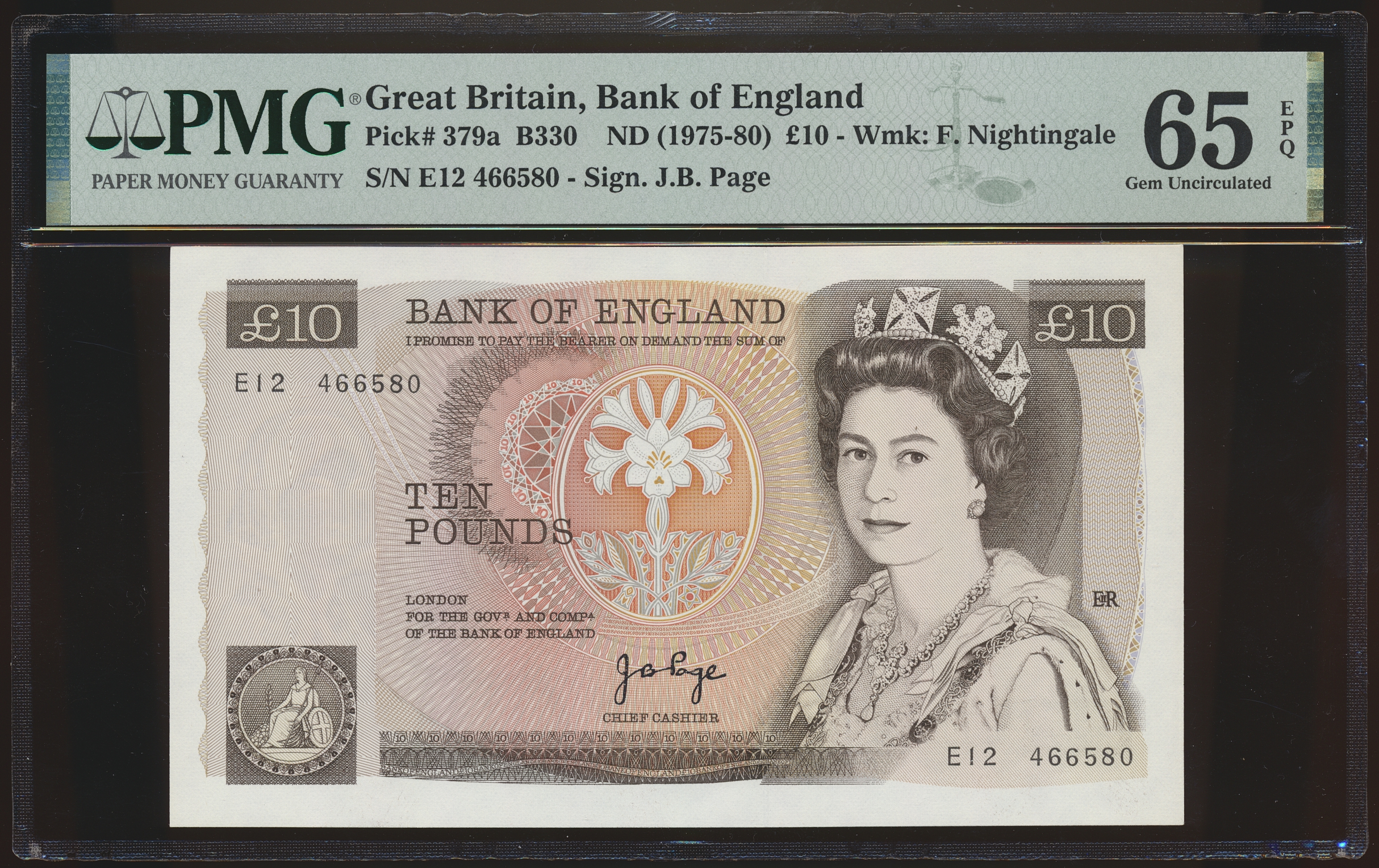 England 10 Pounds ND (1975-80) PMG 65 EPQ