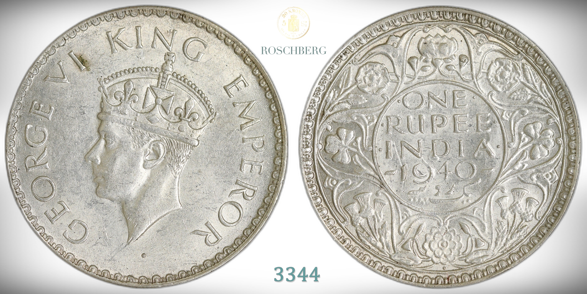 India, British 1 Rupee 1940  Kv: AU
