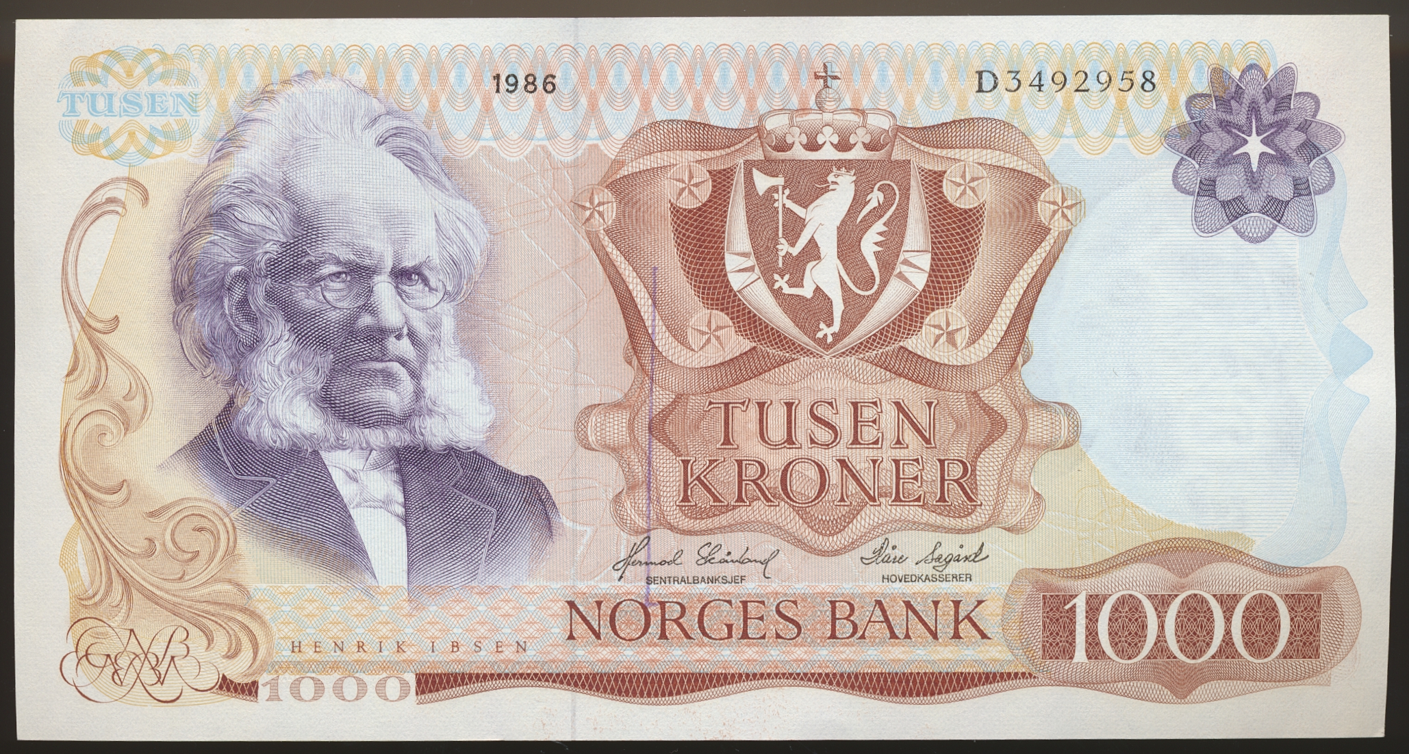 1000 Kroner 1986 D Kv g1+