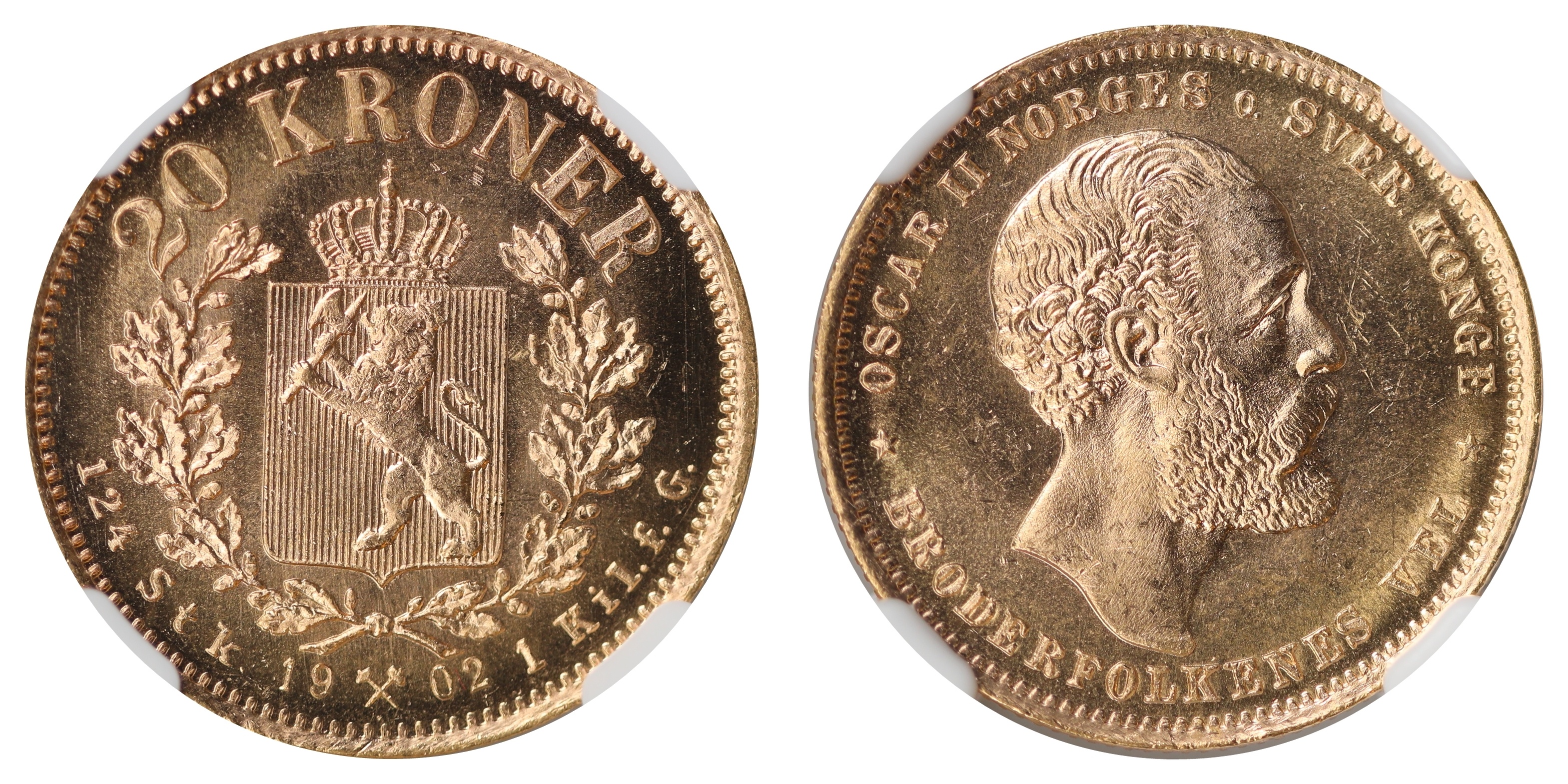 Norge 20 Kroner 1902  Kv: NGC MS64