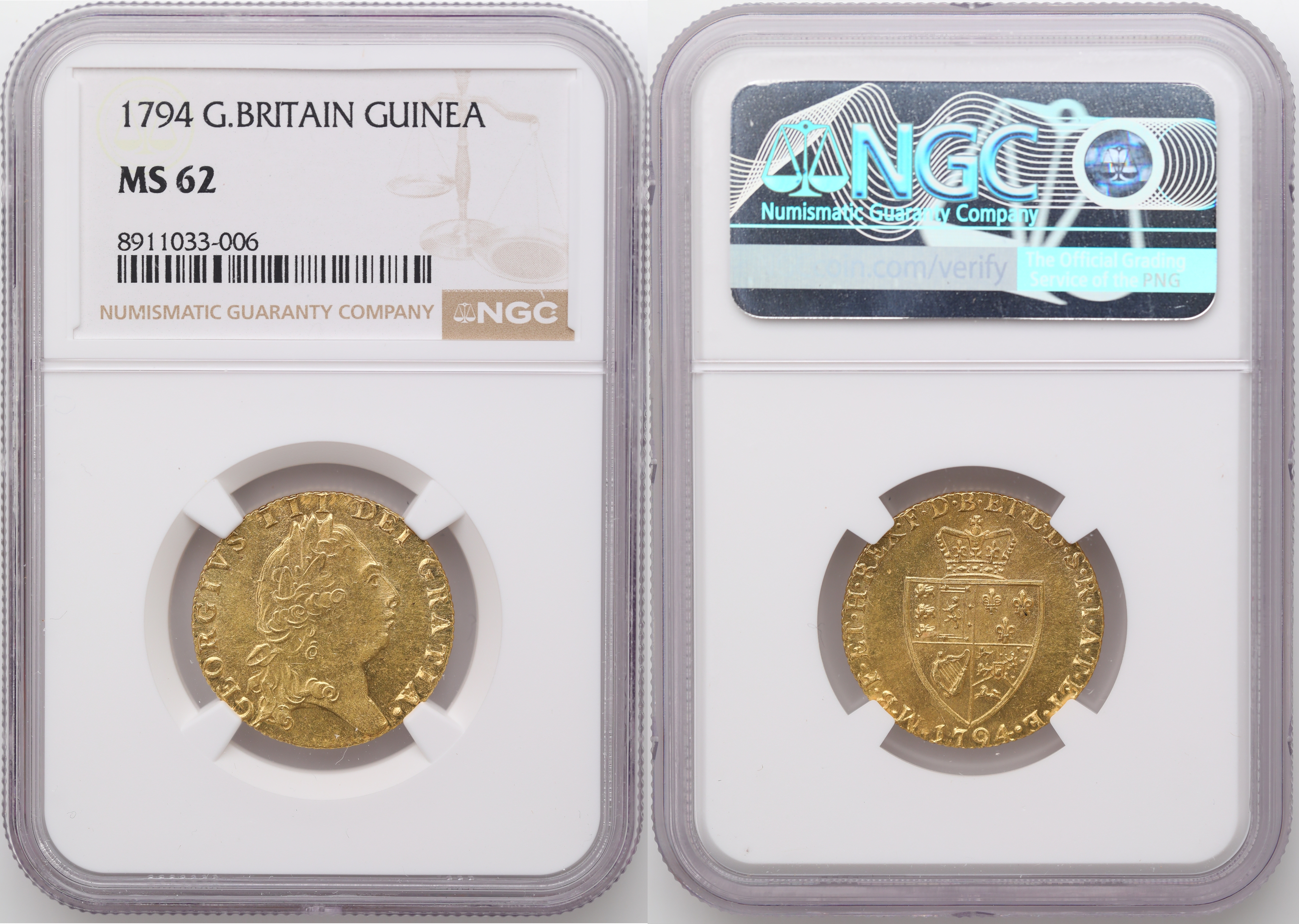 Great Britain Guinea 1794  Kv: NGC MS62