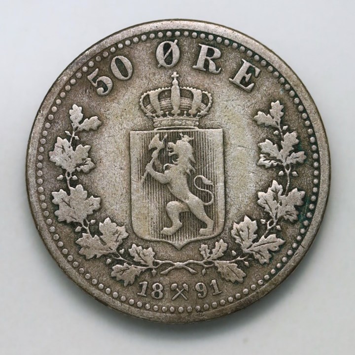 50 Øre 1891 Kv 1/1-
