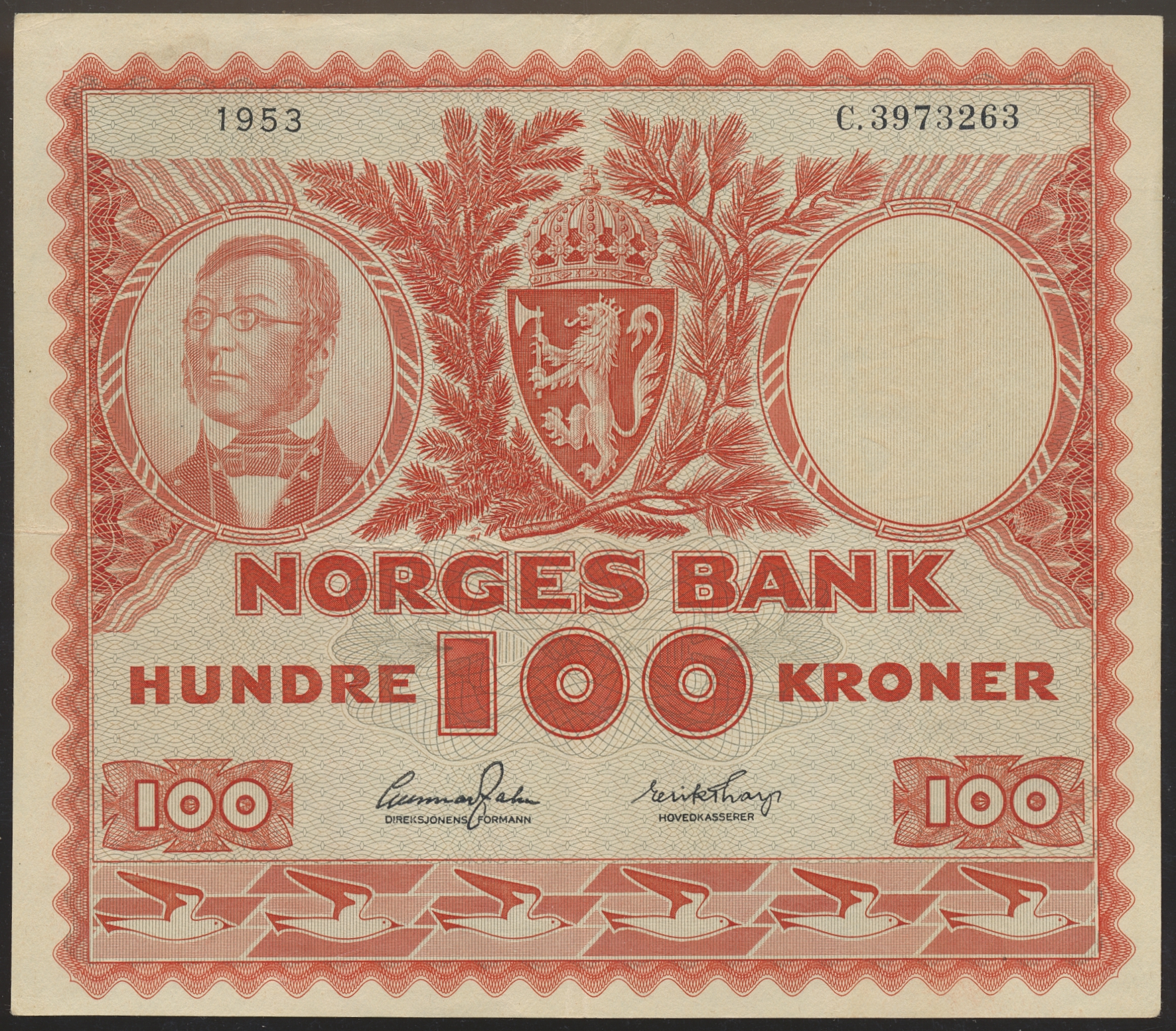 100 Kroner 1953 C Kv 1+ (XF)
