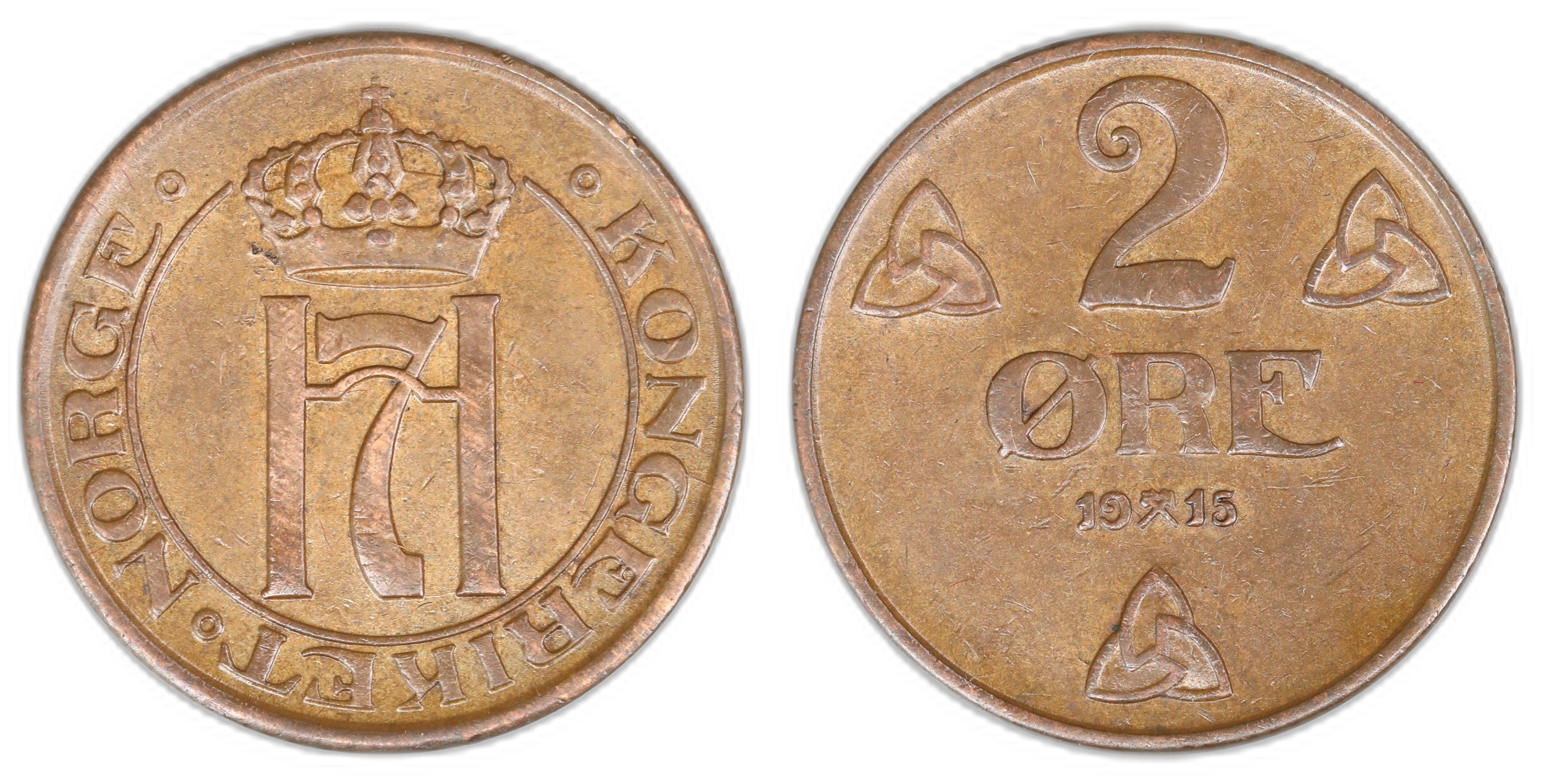 Norge 2 Øre 1915  Kv: 01