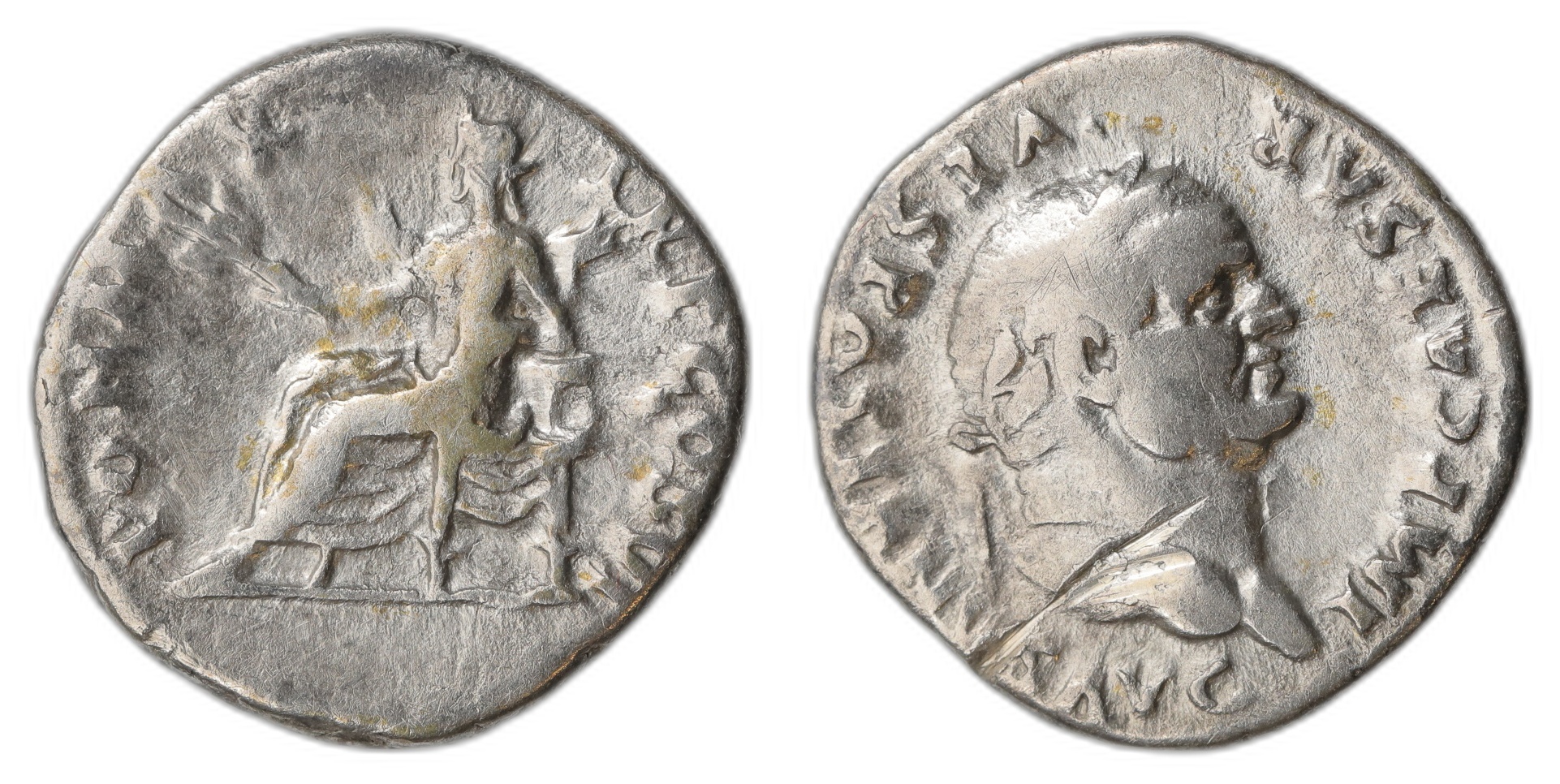 Vespasian AR Denar 69-79 Kv: VF