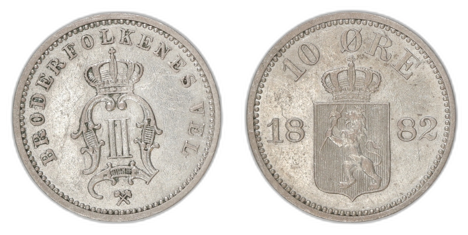 Norge 10 Øre 1882 Kv 1+