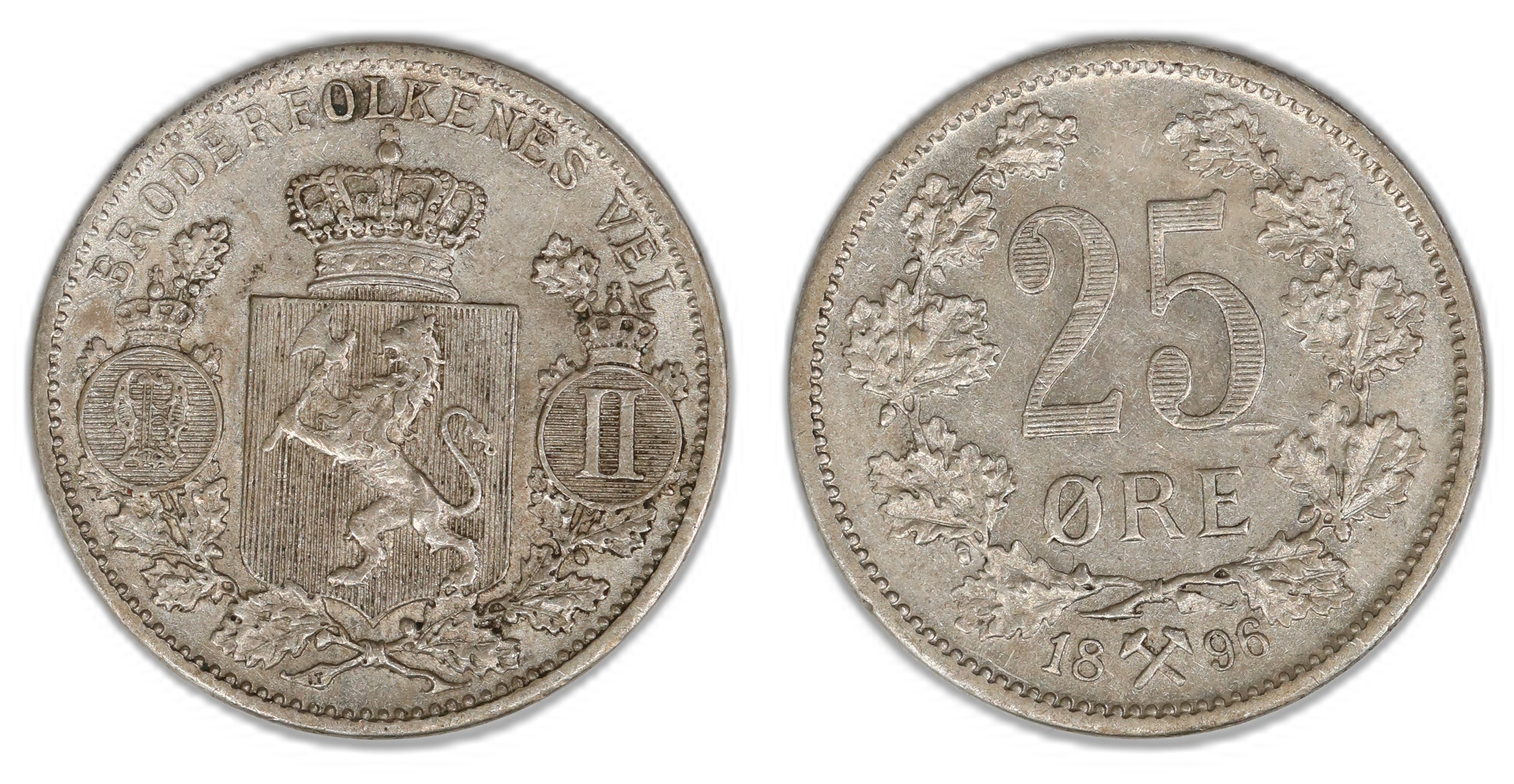 Norge 25 Øre 1896  Kv: 1+/01