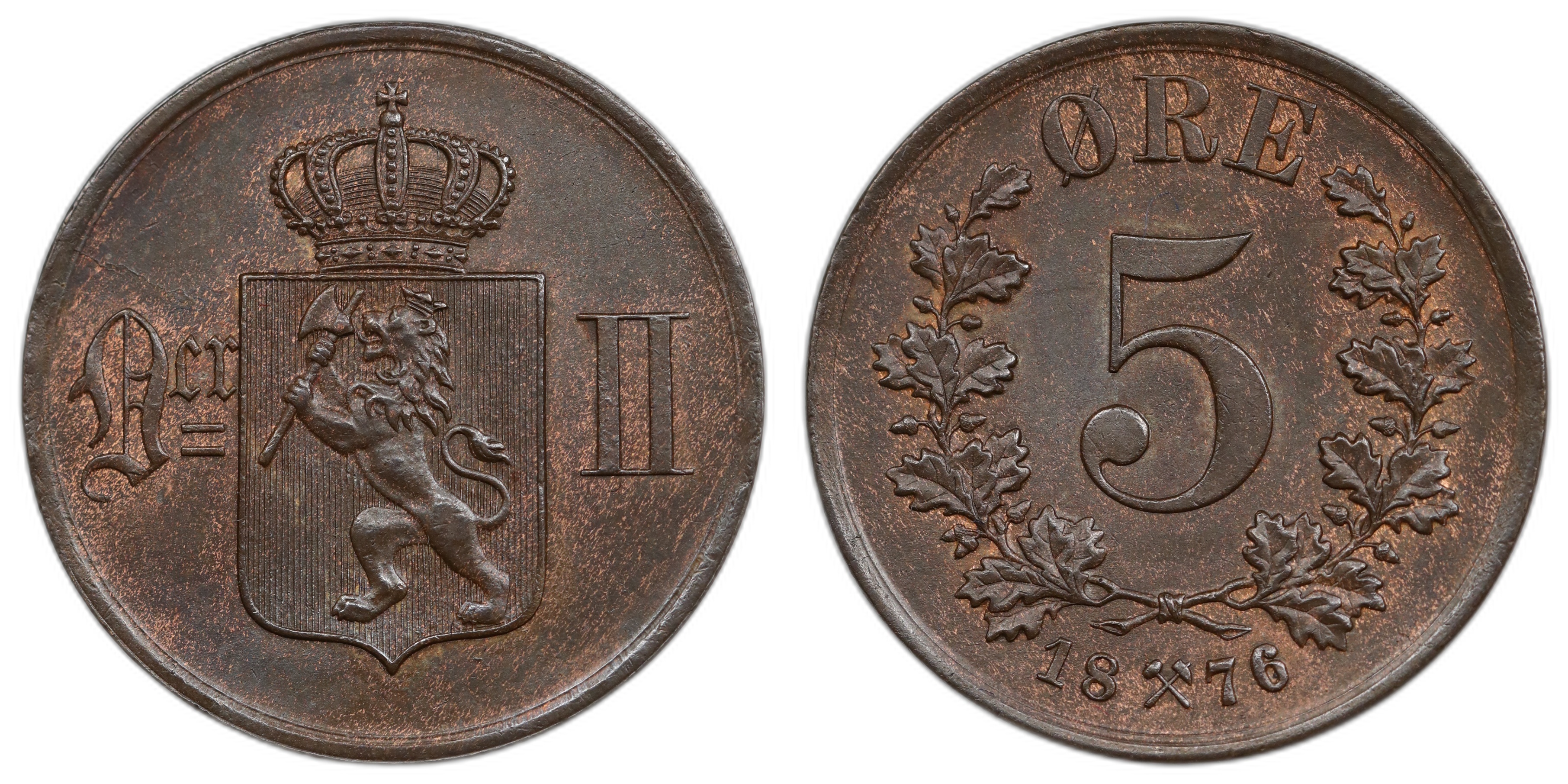 Norge 5 Øre 1876 Kv 0/01