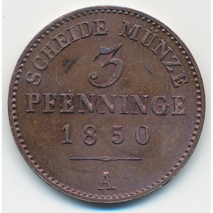 Germany - Preussen 3 Pfenninge 1850 A UNC