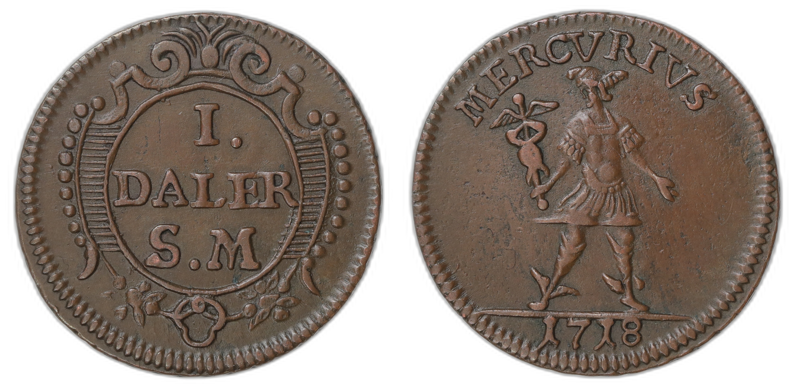 Sweden Nøddaler 1718 Mercurius Kv: 1+