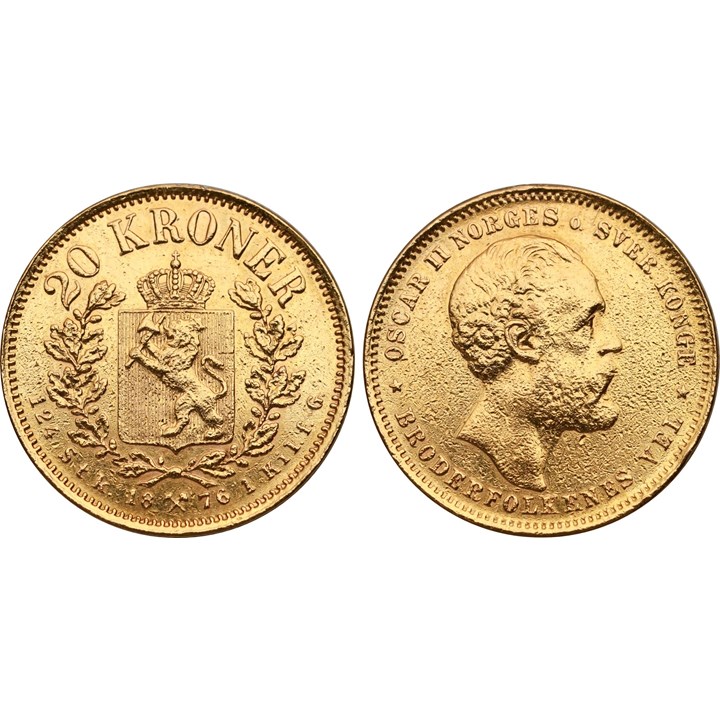 20 Kroner 1876 Anhengt og polert