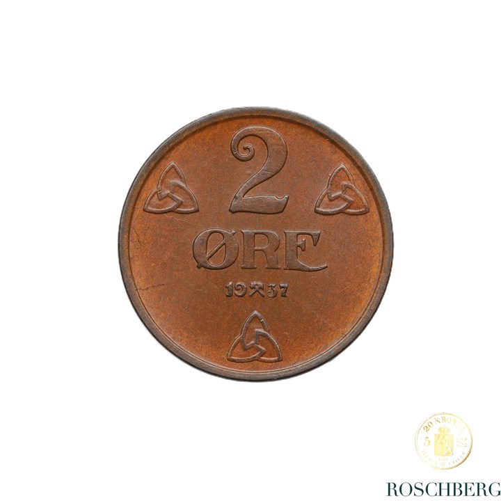 Norge 2 Øre 1937 Kv 0/01