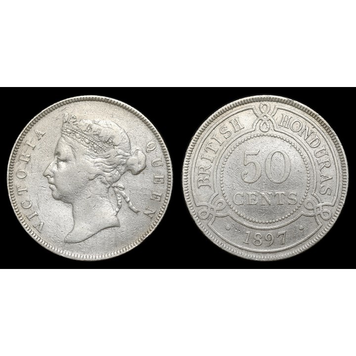 British Honduras 50 Cents 1897 VF Cleaned