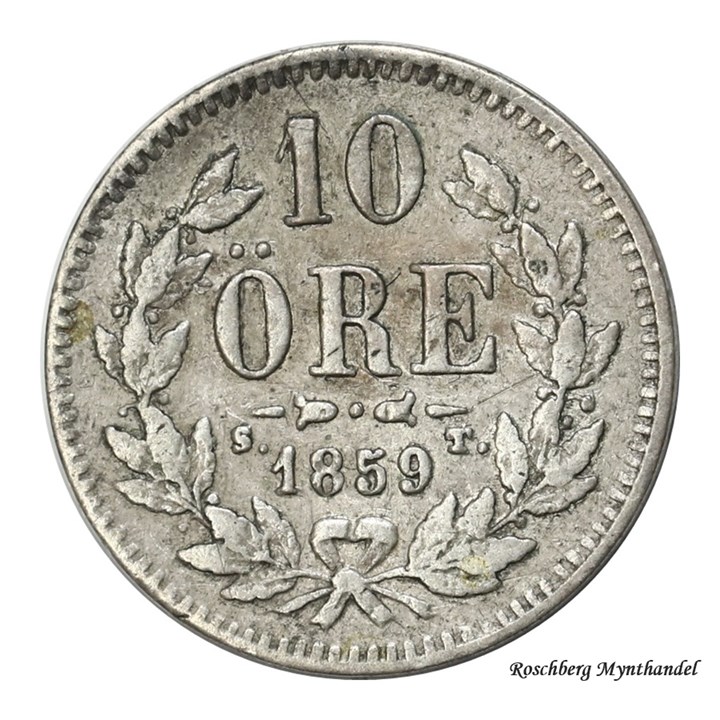 Sverige 10 Öre 1859 Kv 1+