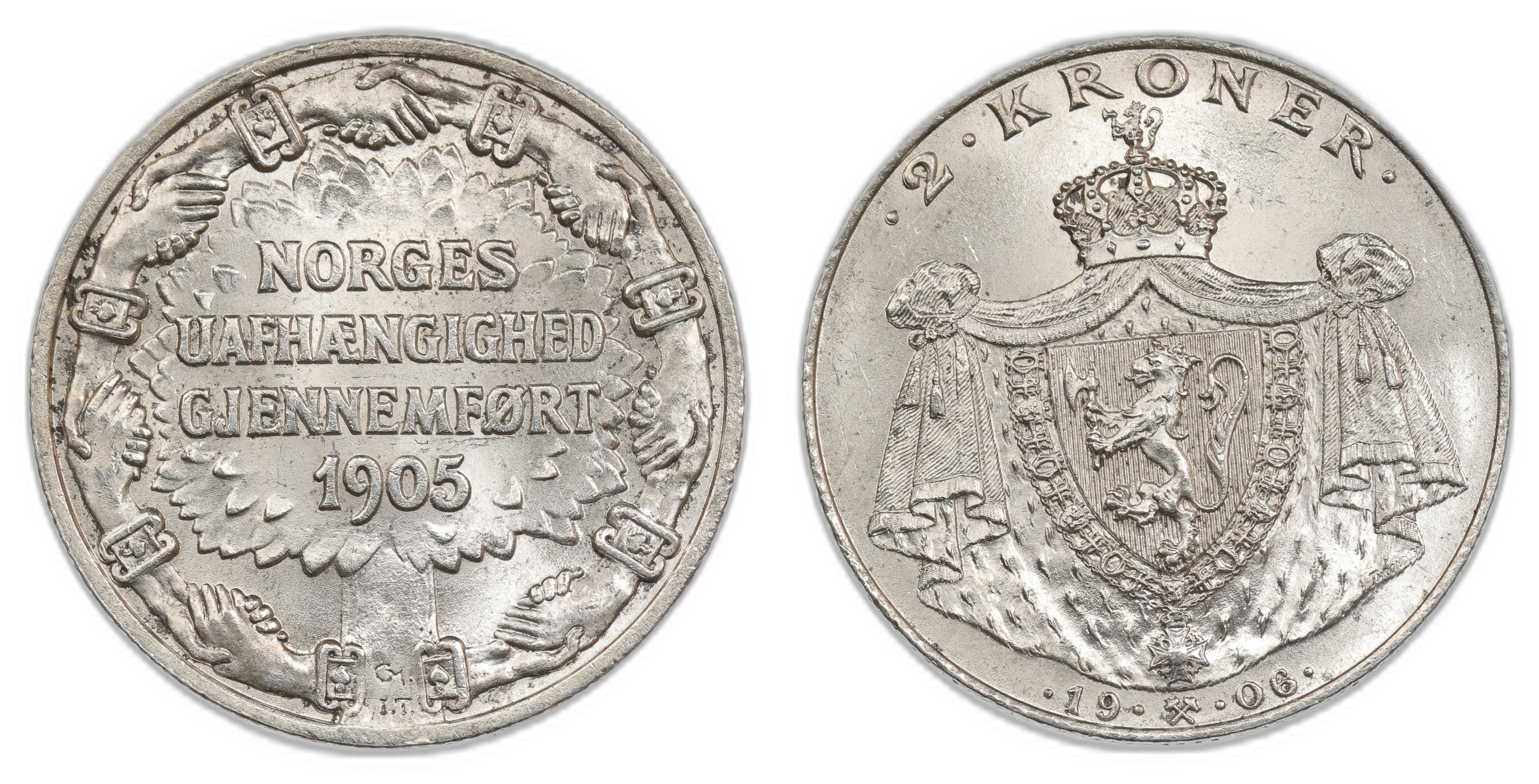 Norge 2 Kroner 1906 Kv 0/01