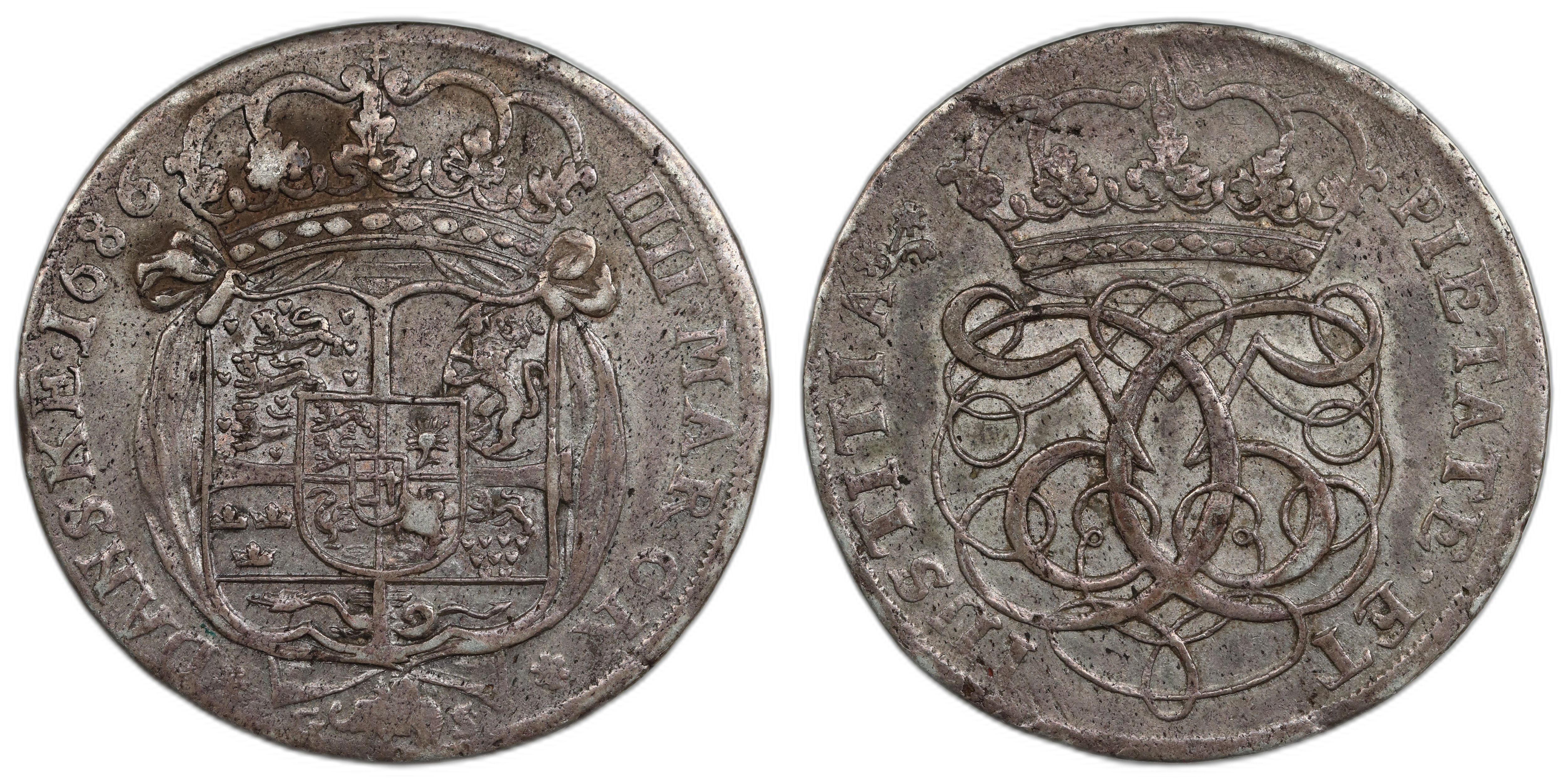 Danmark 4 Mark 1686 Kv: 1+ (XF)