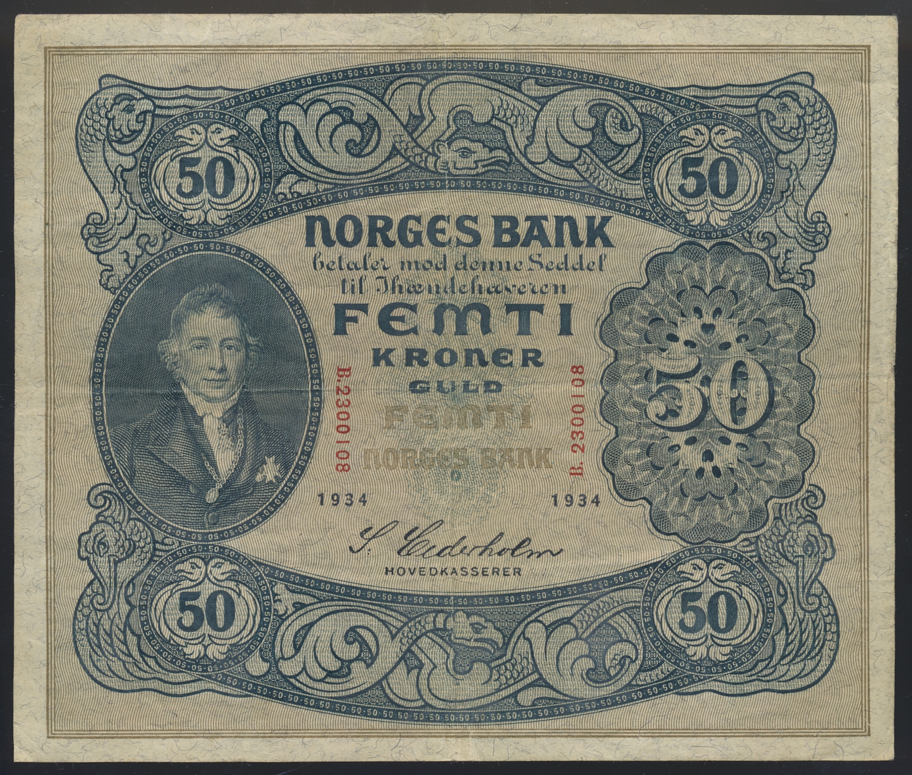 50 Kroner 1934 B Kv 1/1-