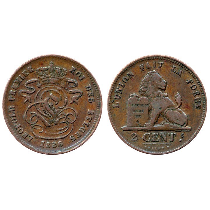Belgium 2 Cent 1836 VF