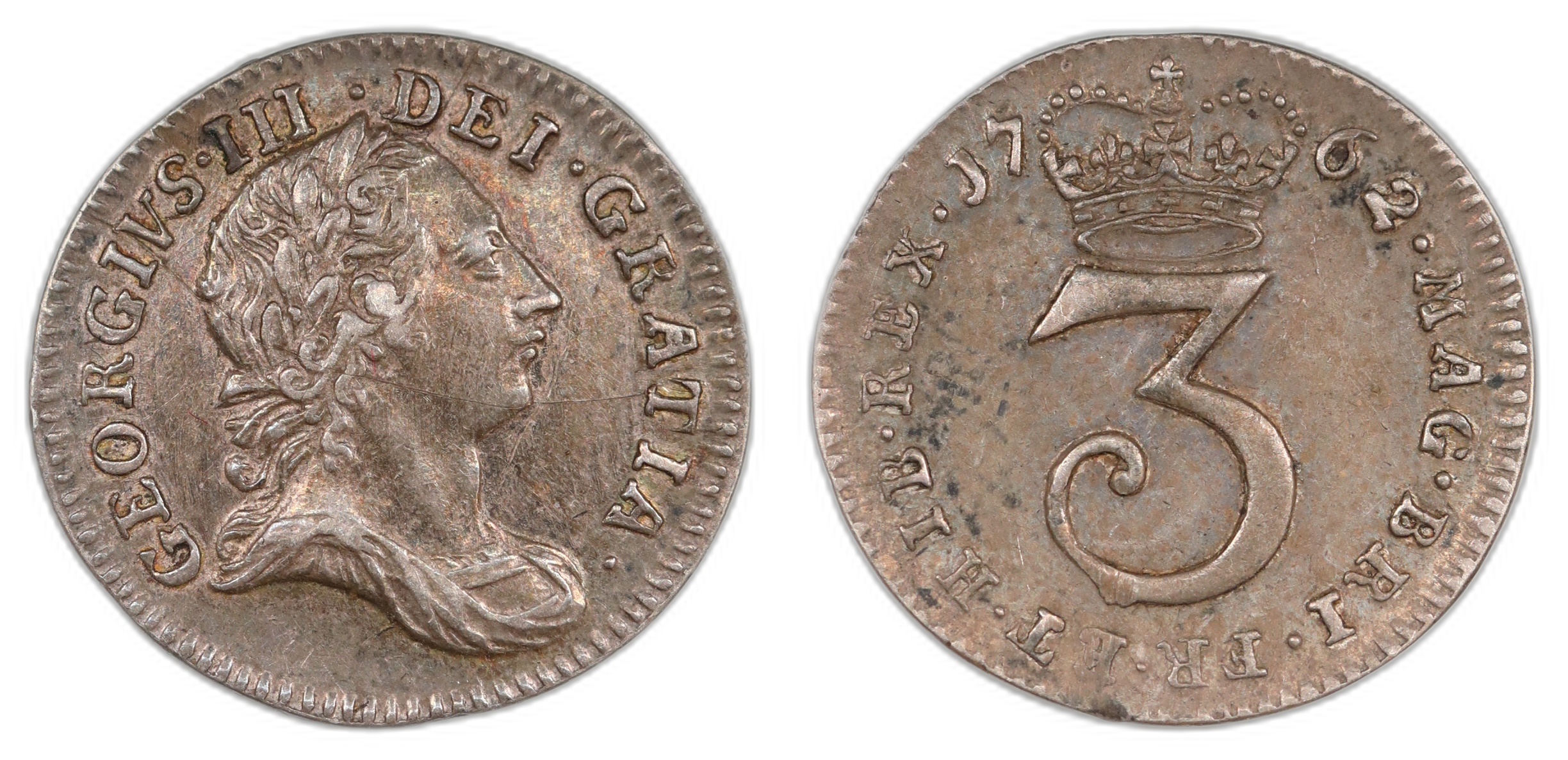 Great Britain 3 Pence 1762 Kv AU