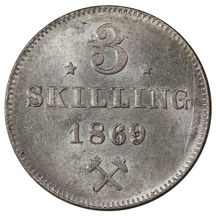 3 Skilling 1869 Kv 0/01