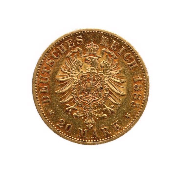 Preussen. Wilhelm. 20 Mark 1885 A Kv 1+ 