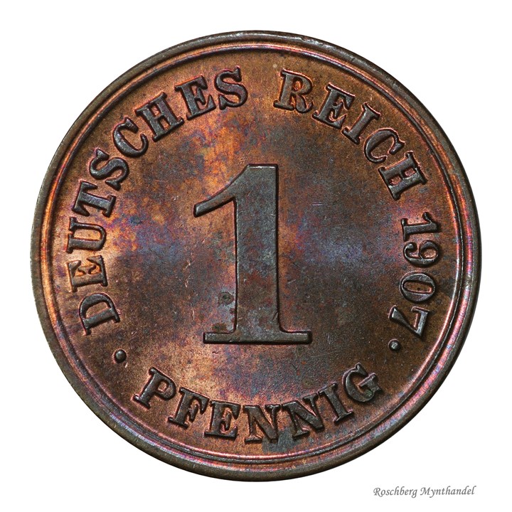 Tyskland 1 Pfennig 1907 E Kv 0