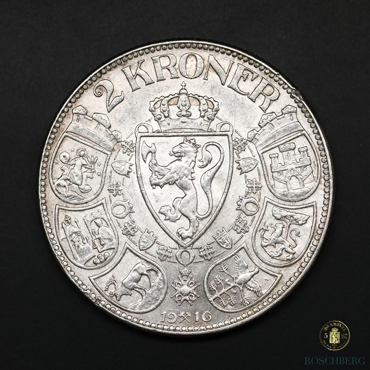 Norge 2 Kroner 1916 Kv 1+/01