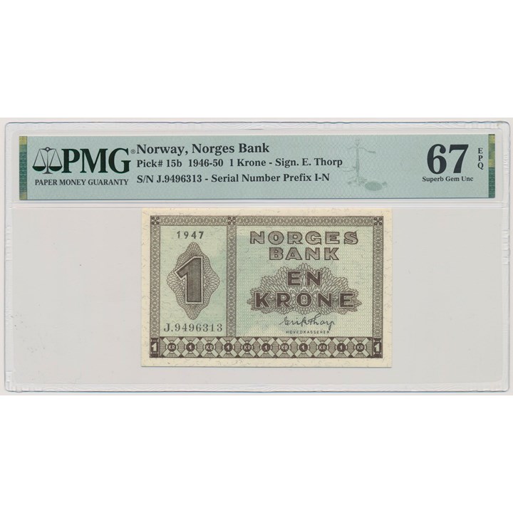 1 Krone 1947 J PMG 67 EPQ