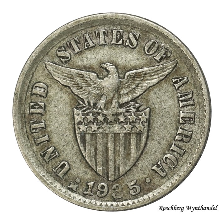 Filippinene 10 Centavos 1935 M kv 1+
