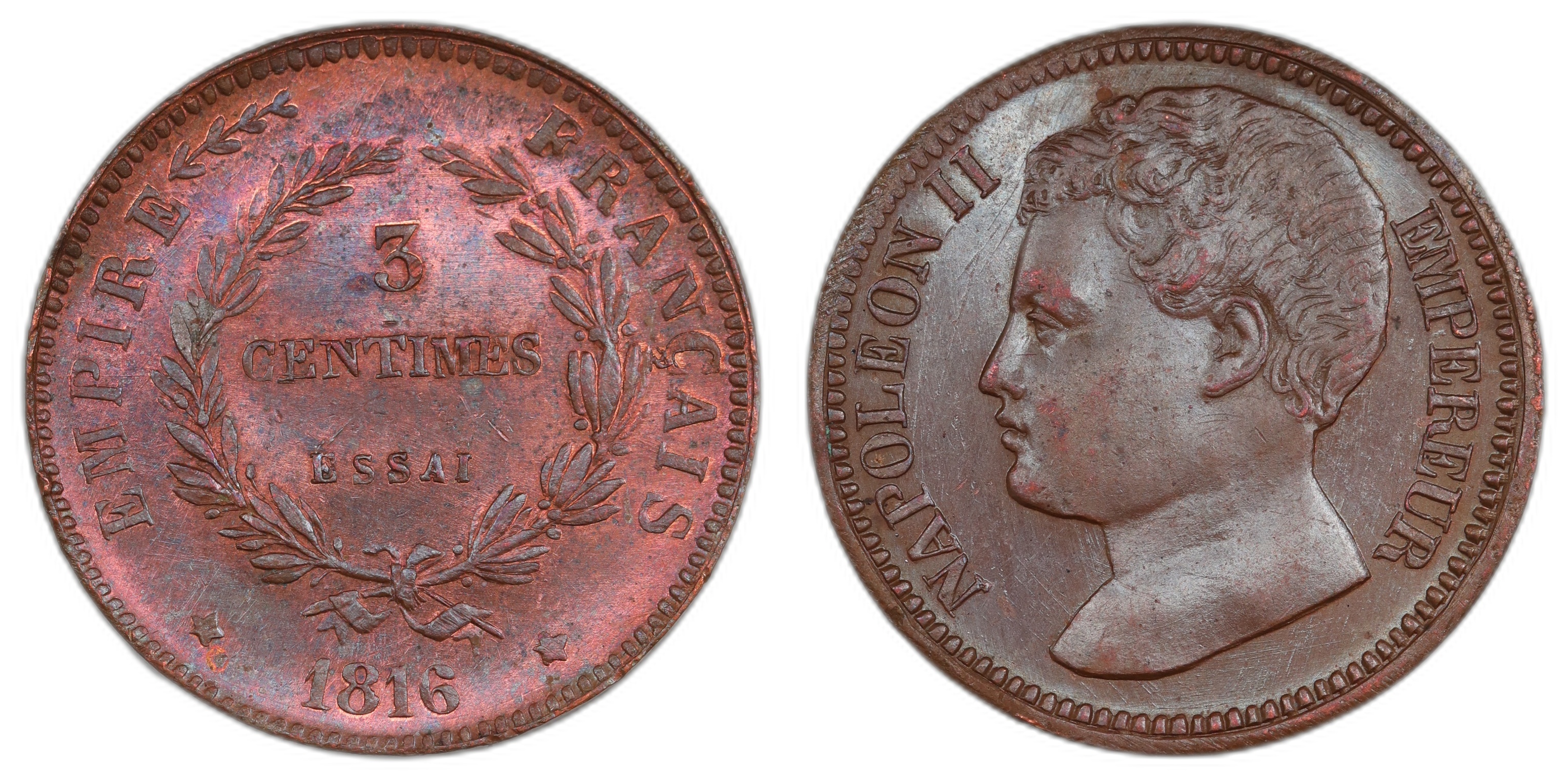 France 3 Centimes Essai 1816 Kv UNC